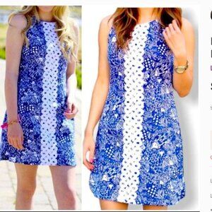 Nwot LILLY Pulitzer Blue and White Sleeveless Dress 10